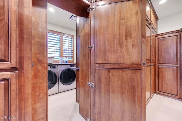 15 Rue Du Rivoli Pl, Henderson, NV 89011 - laundry room featuring washer and dryer, carpet, and recessed lighting