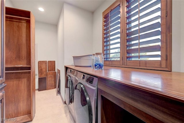 15 Rue Du Rivoli Pl, Henderson, NV 89011 - laundry room featuring washer and clothes dryer, light carpet, and recessed lighting