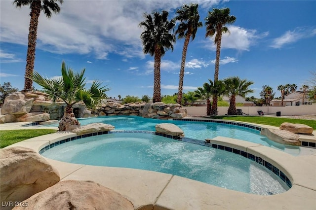 10550 Patrington Ct, Las Vegas, NV 89183 - view of pool featuring a pool with connected hot tub and fence