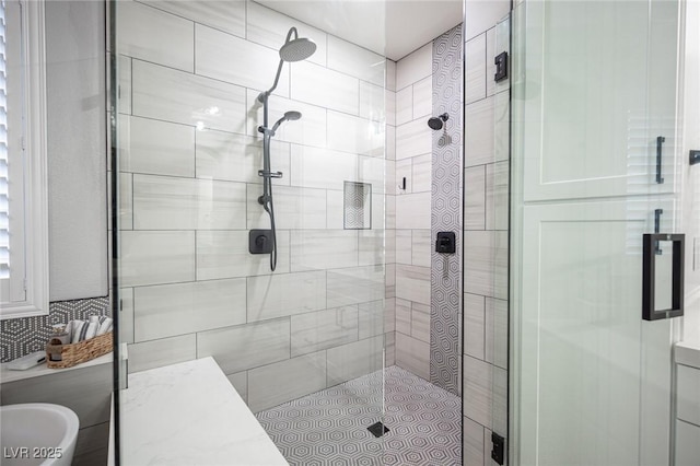 5815 Pristine Falls Ave, Las Vegas, NV 89131 - bathroom featuring a shower stall and a bidet