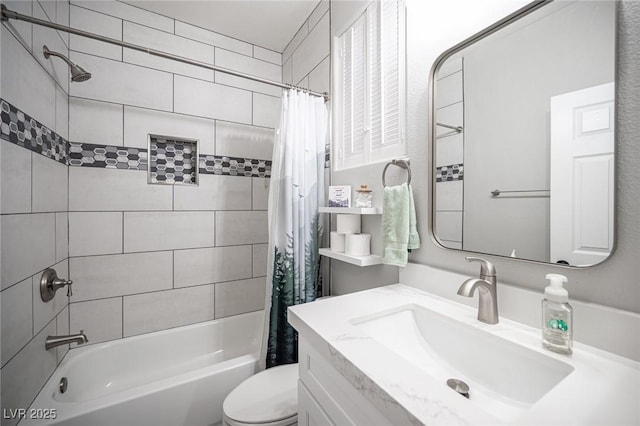 5815 Pristine Falls Ave, Las Vegas, NV 89131 - full bathroom with shower / bathtub combination with curtain, vanity, and toilet