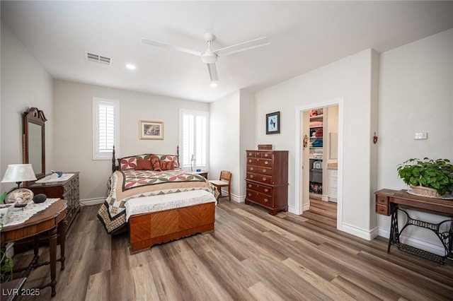 5815 Pristine Falls Ave, Las Vegas, NV 89131 - bedroom featuring wood finished floors, baseboards, ceiling fan, and recessed lighting