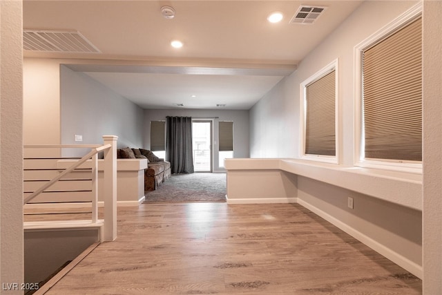 363 Terrill Ave, Las Vegas, NV 89183 - corridor featuring baseboards, visible vents, wood finished floors, and recessed lighting