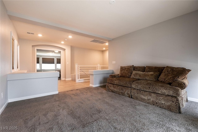 363 Terrill Ave, Las Vegas, NV 89183 - living area with baseboards, visible vents, carpet floors, and recessed lighting