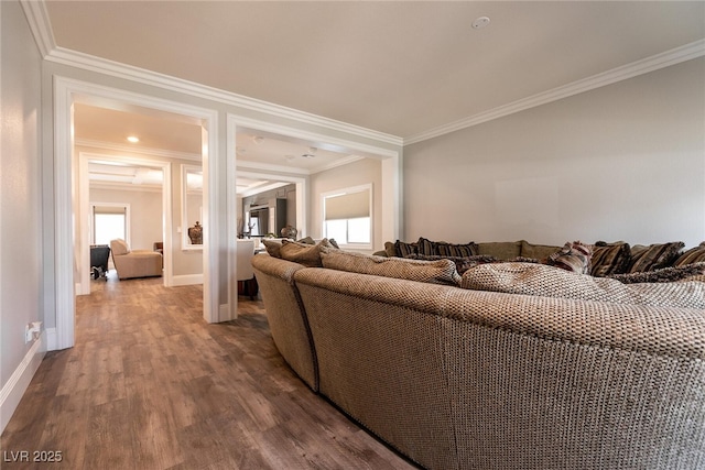 363 Terrill Ave, Las Vegas, NV 89183 - living area with dark wood finished floors, baseboards, and crown molding