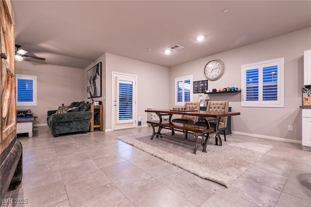 10125 Sequoia Falls Pl, Las Vegas, NV 89149 - dining room with baseboards, ceiling fan, and recessed lighting
