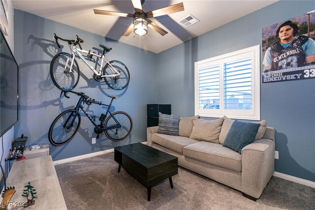 10125 Sequoia Falls Pl, Las Vegas, NV 89149 - living room with carpet, a ceiling fan, and baseboards