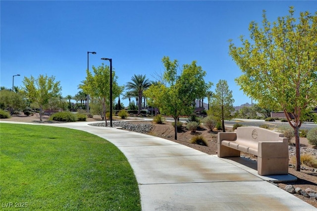 view of property's community featuring a yard