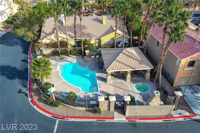 6790 Gold Yarrow St, Las Vegas, NV 89148 - view from above of property with a pool area