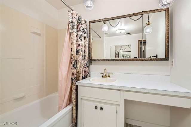 422 Ilmenite Way, Henderson, NV 89015 - bathroom featuring vanity and shower / bathtub combination with curtain