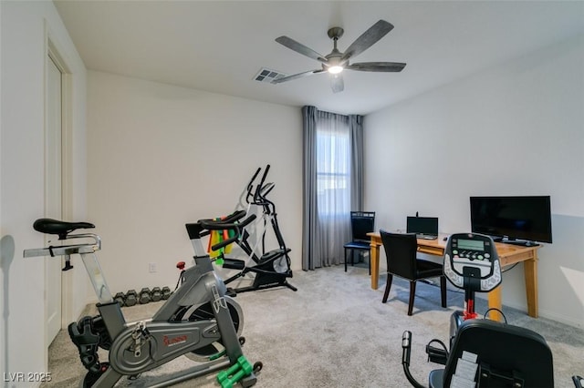 8637 Home Gate Ct, Las Vegas, NV 89113 - workout room with a ceiling fan and carpet