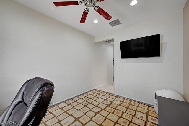 7460 Chaffinch St, North Las Vegas, NV 89084 - unfurnished office with a ceiling fan and recessed lighting