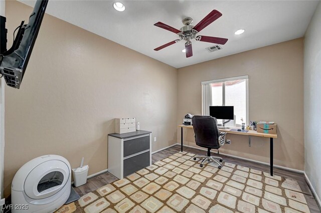 7460 Chaffinch St, North Las Vegas, NV 89084 - office space with light wood finished floors, a ceiling fan, recessed lighting, and baseboards