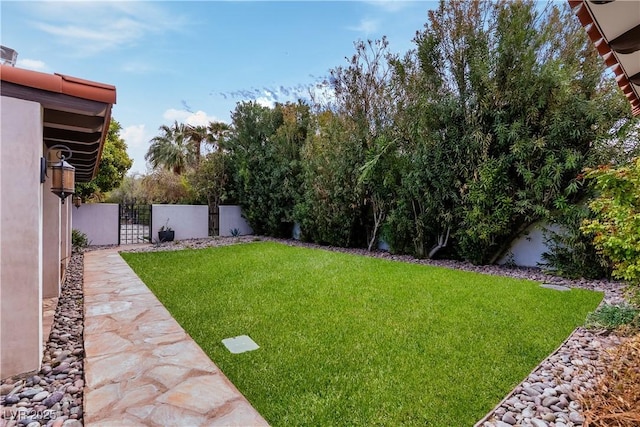 view of yard featuring a gate