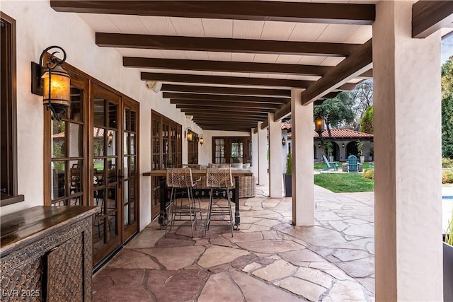 view of patio / terrace featuring french doors