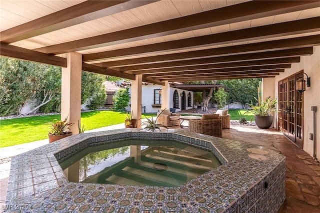 view of patio featuring a pool