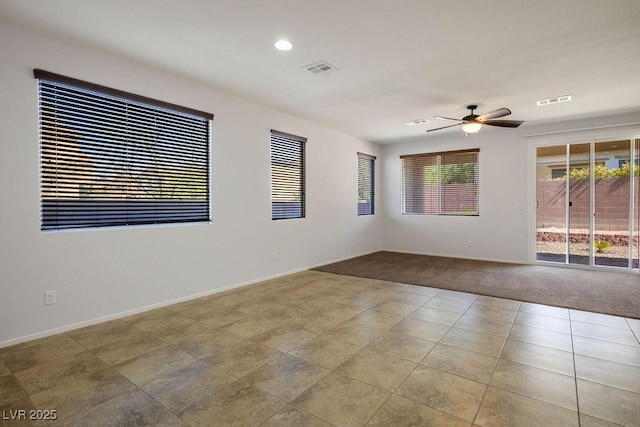 4032 Little Bay Ave, North Las Vegas, NV 89081 - carpeted spare room featuring a ceiling fan, baseboards, and recessed lighting