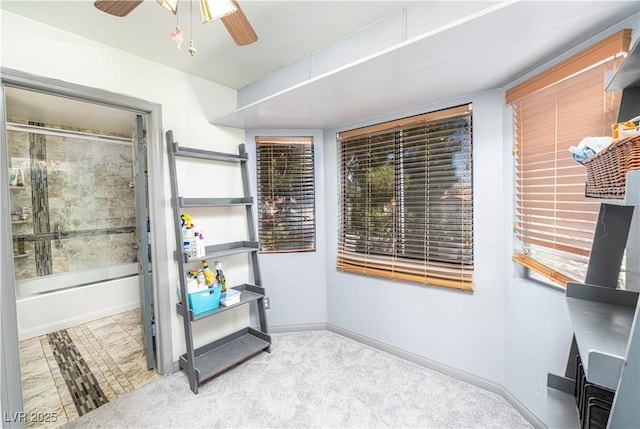 2812 Shadow Creek Cir, Las Vegas, NV 89117 - interior space with baseboards, a ceiling fan, and carpet