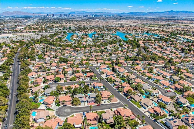 2812 Shadow Creek Cir, Las Vegas, NV 89117 - birds eye view of property featuring a water and mountain view and a residential view