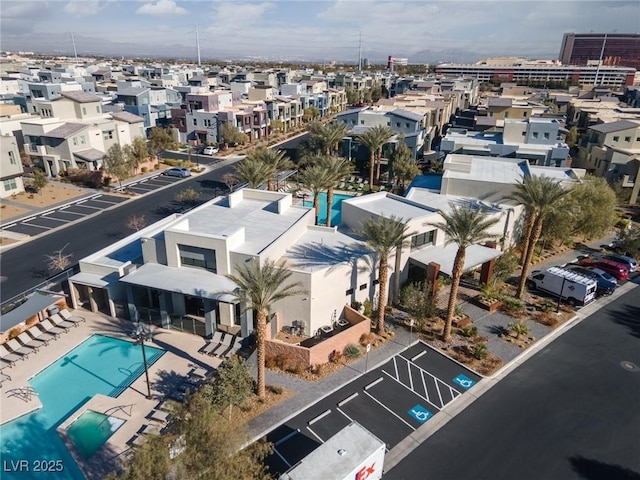 drone / aerial view with a residential view