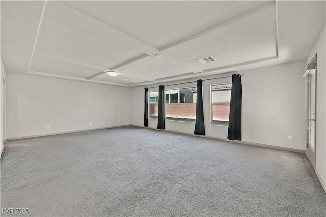 9830 Wild Coyote Ct, Las Vegas, NV 89141 - carpeted empty room with coffered ceiling and baseboards