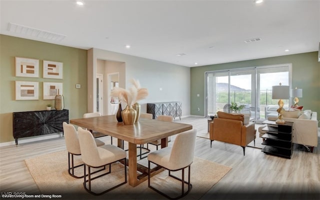 312 Parawan St Lot 12, Henderson, NV 89015 - dining area with light wood-style flooring, visible vents, baseboards, and recessed lighting