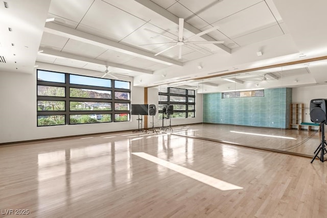 31 Autumn Palm Ave, Henderson, NV 89011 - exercise room with wood finished floors, baseboards, and a ceiling fan