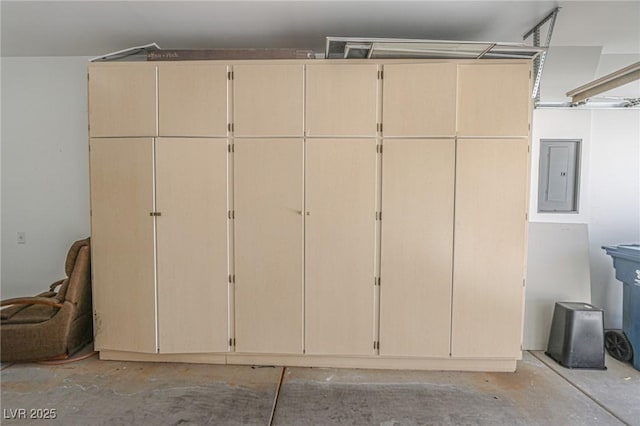 garage with electric panel