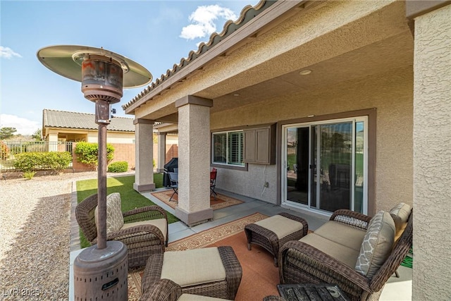 5224 E San Palo Dr, Pahrump, NV 89061 - view of patio with an outdoor hangout area and fence