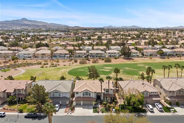 2445 Ping Dr, Henderson, NV 89074 - drone / aerial view with a mountain view, view of golf course, and a residential view