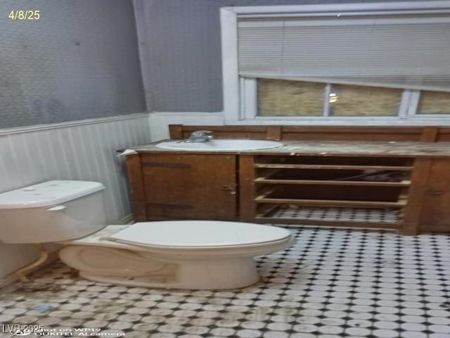 1550 Murry St, Ely, NV 89301 - bathroom with toilet, wainscoting, and vanity