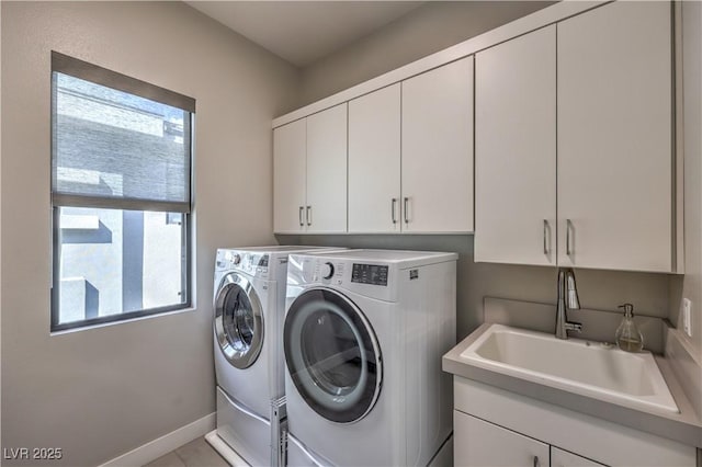 10 Sugarberry Ln, Las Vegas, NV 89135 - washroom featuring independent washer and dryer, cabinet space, and baseboards