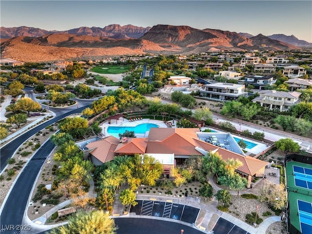 10 Sugarberry Ln, Las Vegas, NV 89135 - bird's eye view of a pool and a mountain backdrop