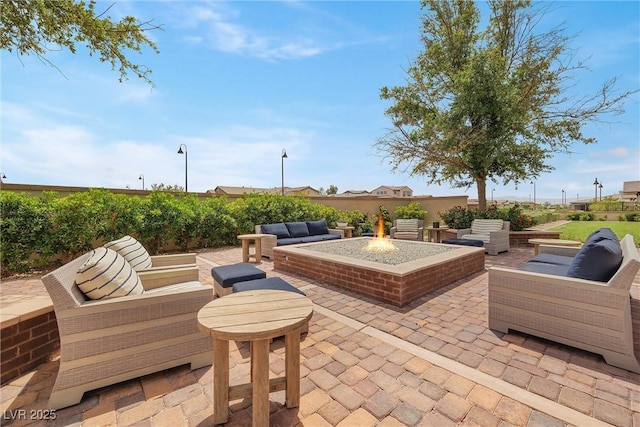 732 Rosewater Dr, Henderson, NV 89011 - view of patio featuring an outdoor living space with a fire pit