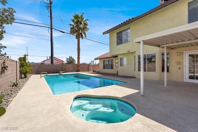 view of pool with a patio, a fenced in pool, and a fenced backyard
