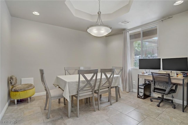 651 Penshaw Bridge Ave, Las Vegas, NV 89178 - dining space featuring a raised ceiling, recessed lighting, and a desk