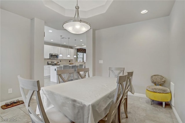651 Penshaw Bridge Ave, Las Vegas, NV 89178 - dining area with light marble finish floors and recessed lighting