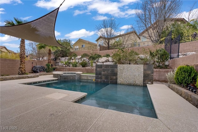 651 Penshaw Bridge Ave, Las Vegas, NV 89178 - view of swimming pool with a fenced backyard, a patio area, and a pool with connected hot tub