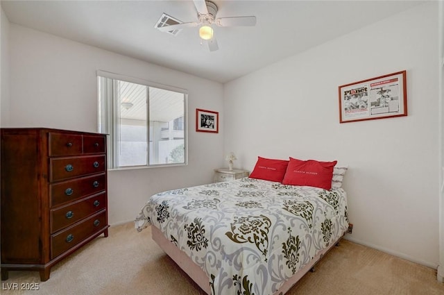 775 Wigan Pier Dr, Henderson, NV 89002 - bedroom with ceiling fan, visible vents, and light carpet