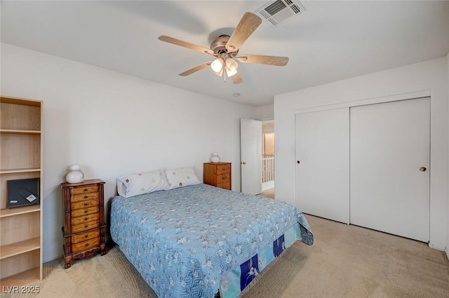 775 Wigan Pier Dr, Henderson, NV 89002 - bedroom with a closet, carpet flooring, ceiling fan, and visible vents