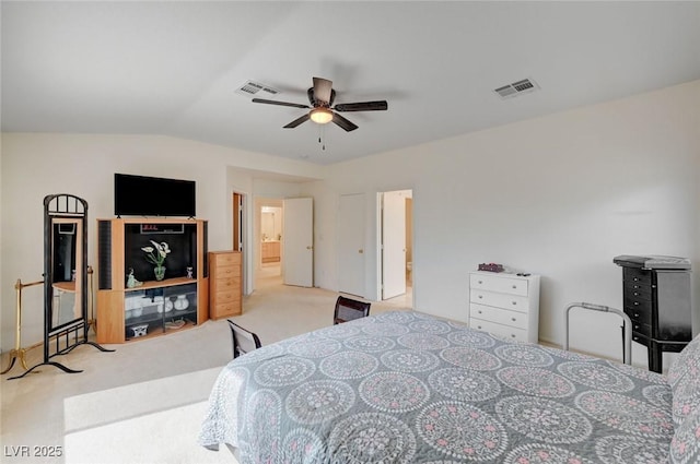 775 Wigan Pier Dr, Henderson, NV 89002 - bedroom featuring carpet, lofted ceiling, ceiling fan, and visible vents