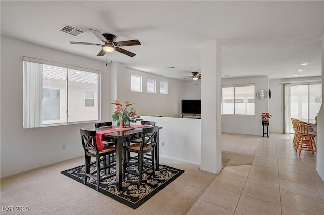 775 Wigan Pier Dr, Henderson, NV 89002 - dining area with ceiling fan, visible vents, and light colored carpet