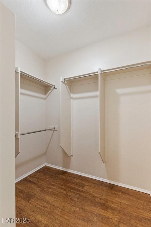 walk in closet featuring wood finished floors