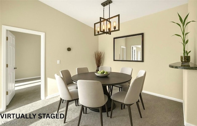 10550 W Alexander Rd Unit 2103, Las Vegas, NV 89129 - carpeted dining space featuring baseboards and a chandelier