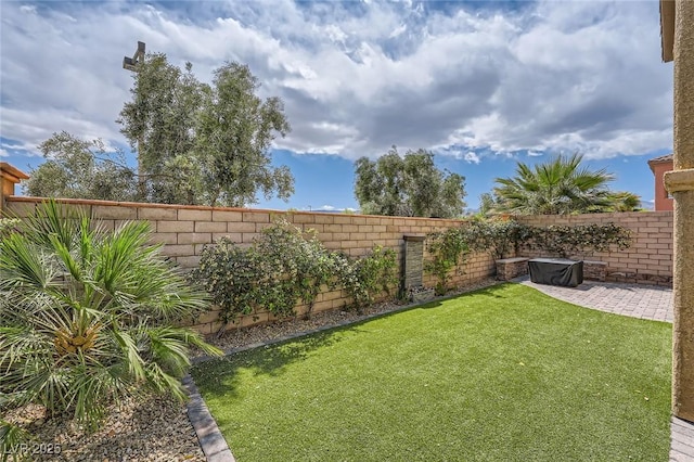 11913 Alava Ave, Las Vegas, NV 89138 - fenced backyard with a patio
