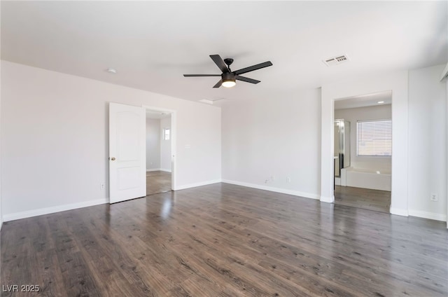 5940 Tamarack Lodge Ln, North Las Vegas, NV 89081 - unfurnished room featuring ceiling fan, baseboards, dark wood-style floors, and visible vents