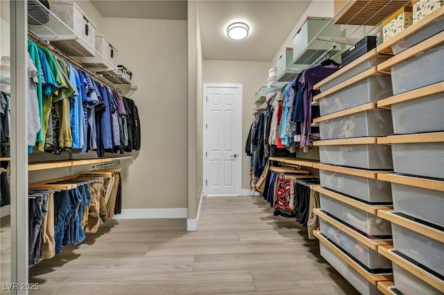 walk in closet featuring wood finished floors