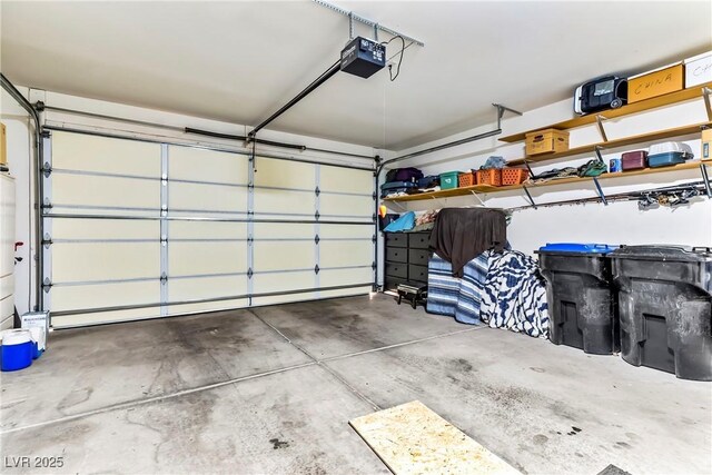 garage with a garage door opener