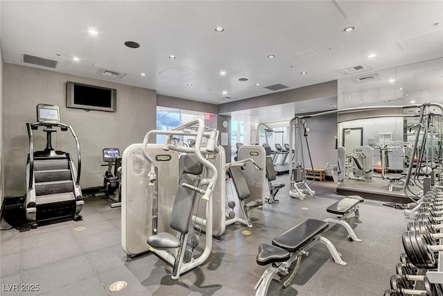 workout area featuring visible vents