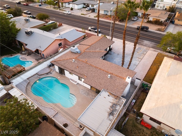 aerial view with a residential view